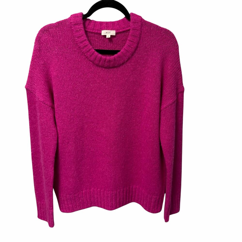 A.L.C. Alpaca Blend Knit Crewneck Sweater Magenta Pink Womens Medium